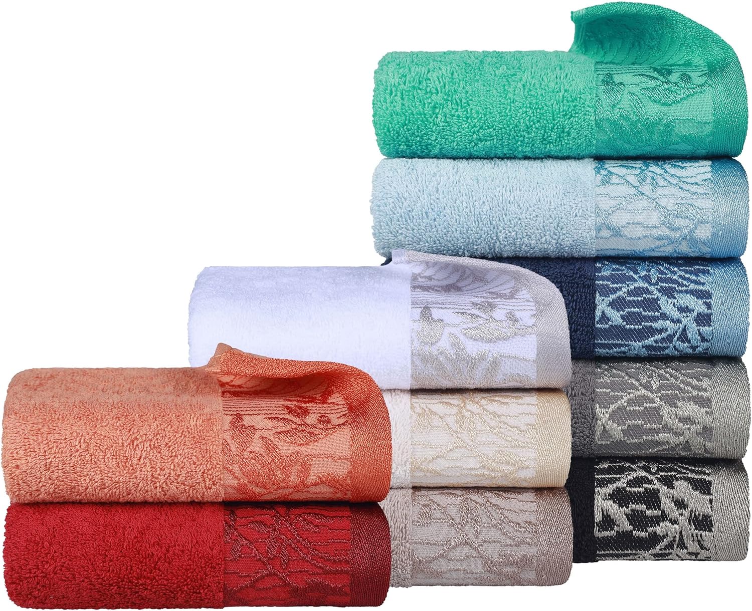 Luxurious Cotton 8-Piece Towel Set with Fresh Floral Design