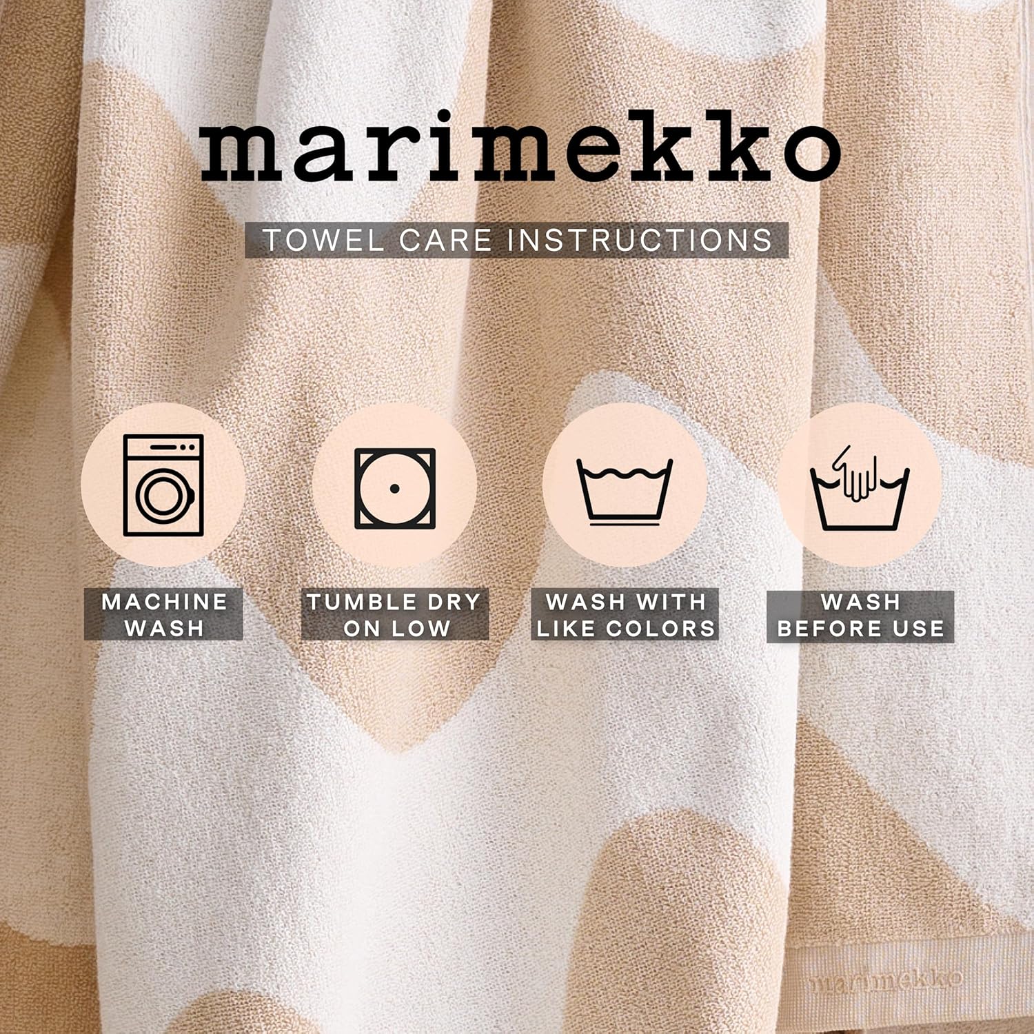 MARIMEKKO Lokki Terry Cotton Washcloth Beige 1