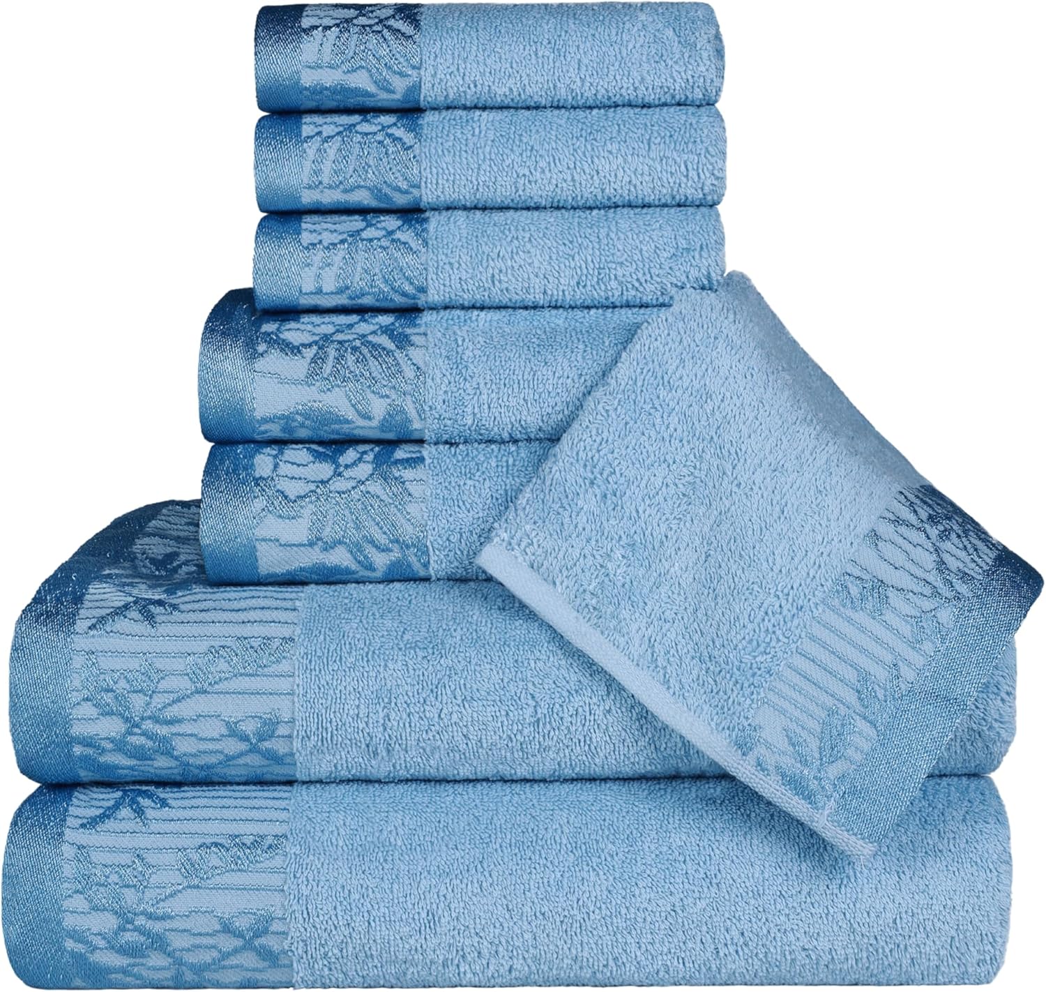 Luxurious Cotton 8-Piece Towel Set with Fresh Floral Design