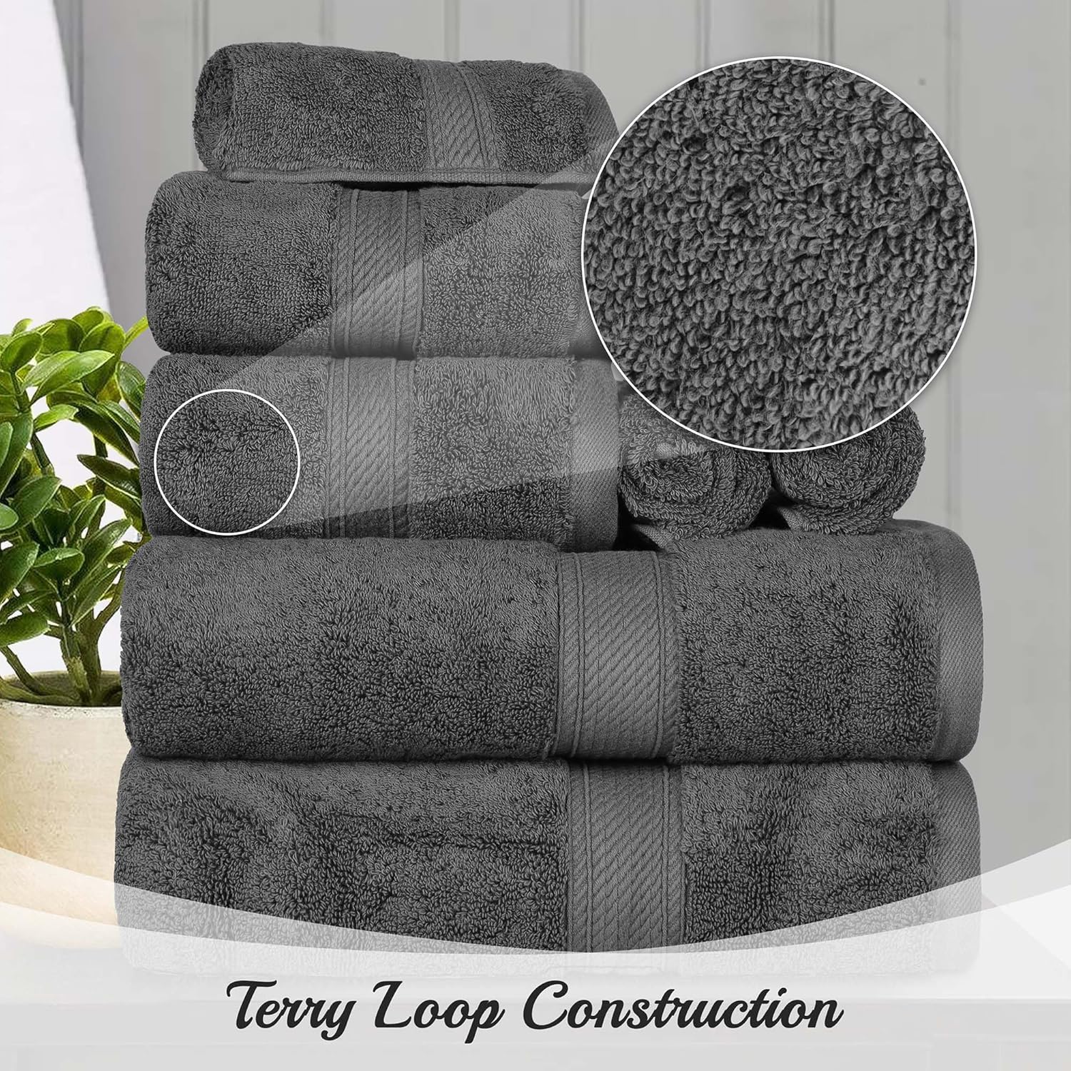Essential Egyptian Cotton Pile Bath Towels Set for Luxury Comfort