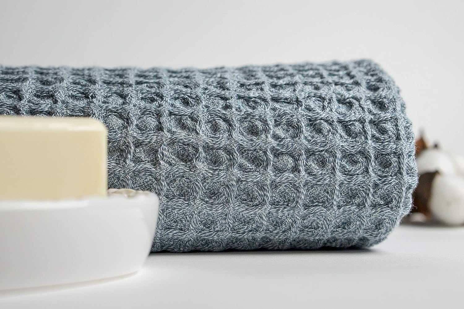 Ravel Nutrl Waffle Weave Washcloth - 13x13 Inch Blue Supima Cotton