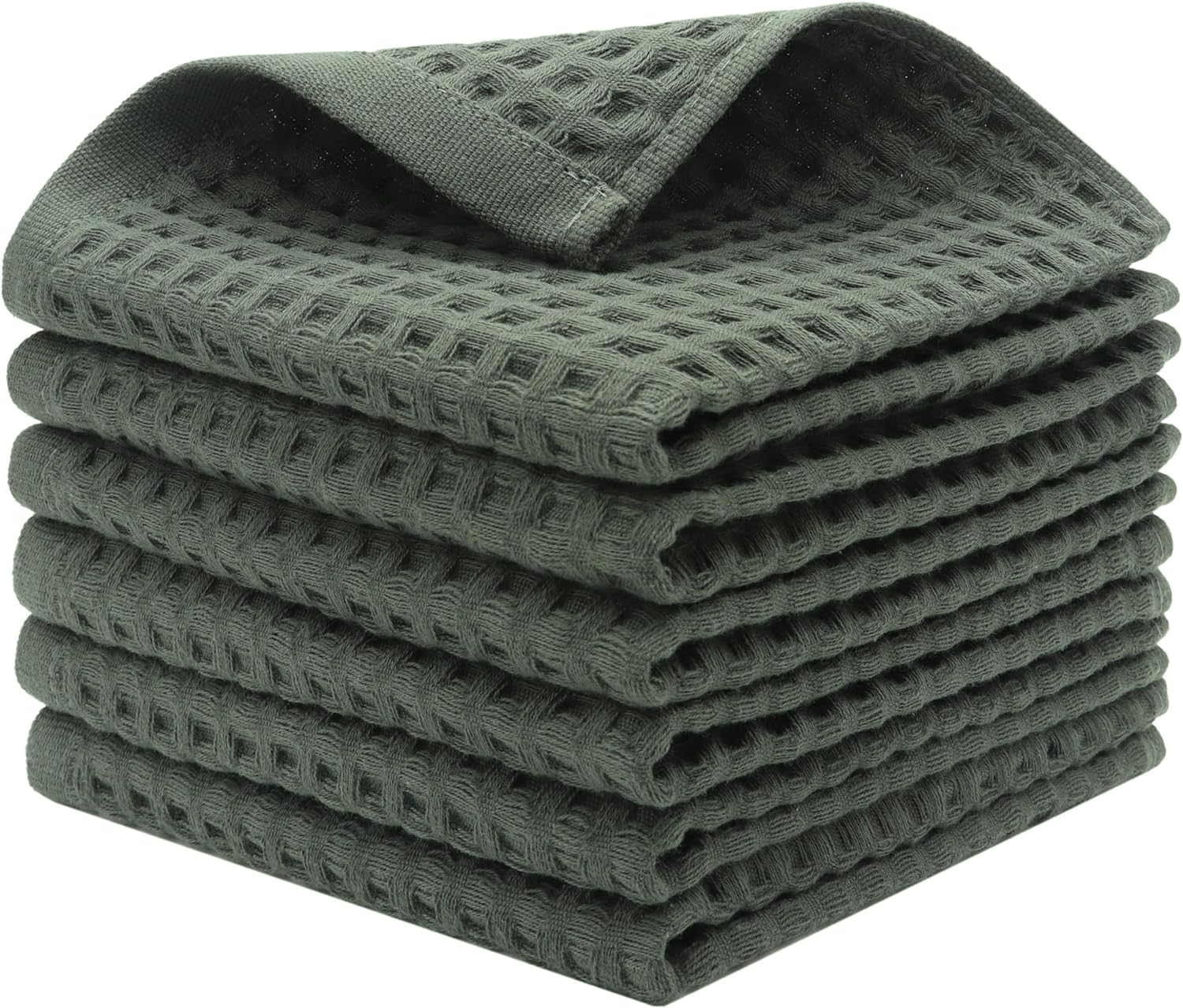 Exceptional Cotton Waffle Wash Cloths Soft Thin and Durable 13x13 inch 6-Pack