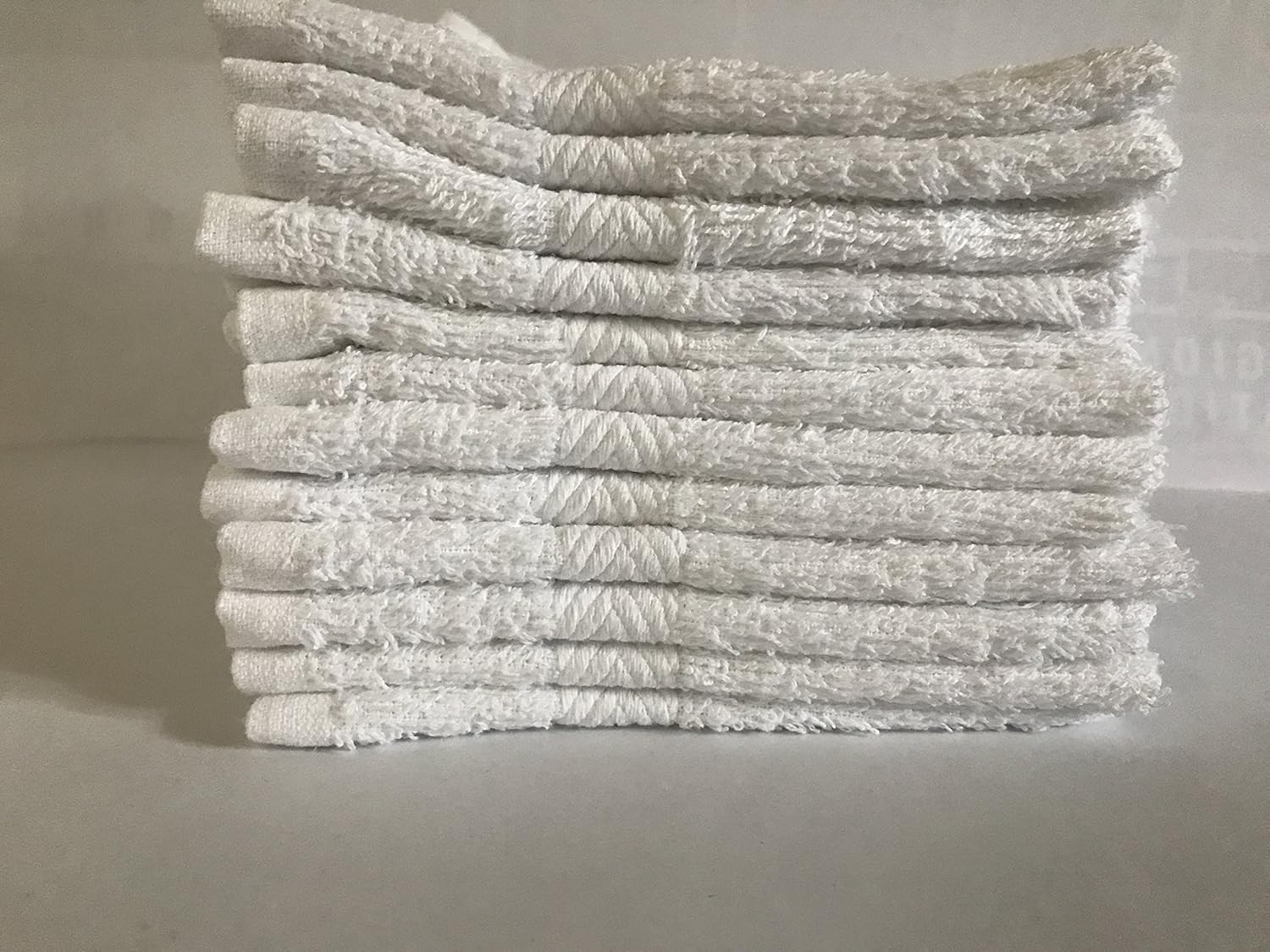 10 New White Washcloth Set 100 Cotton Dobby Border Ringspun 12x12