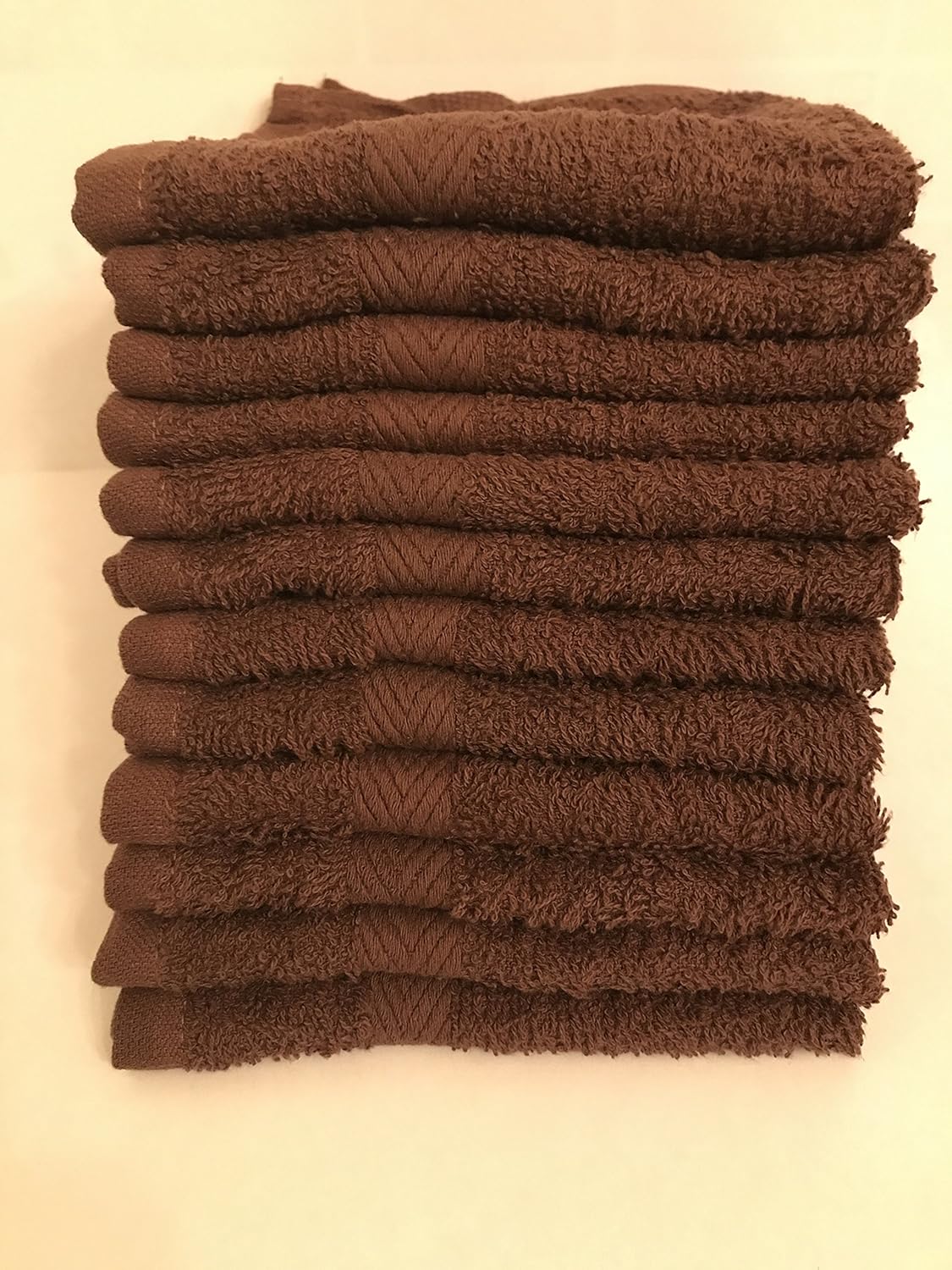 10 New Brown Washcloth Towel Dobby Border Ringspun 100 Cotton 12X12 In