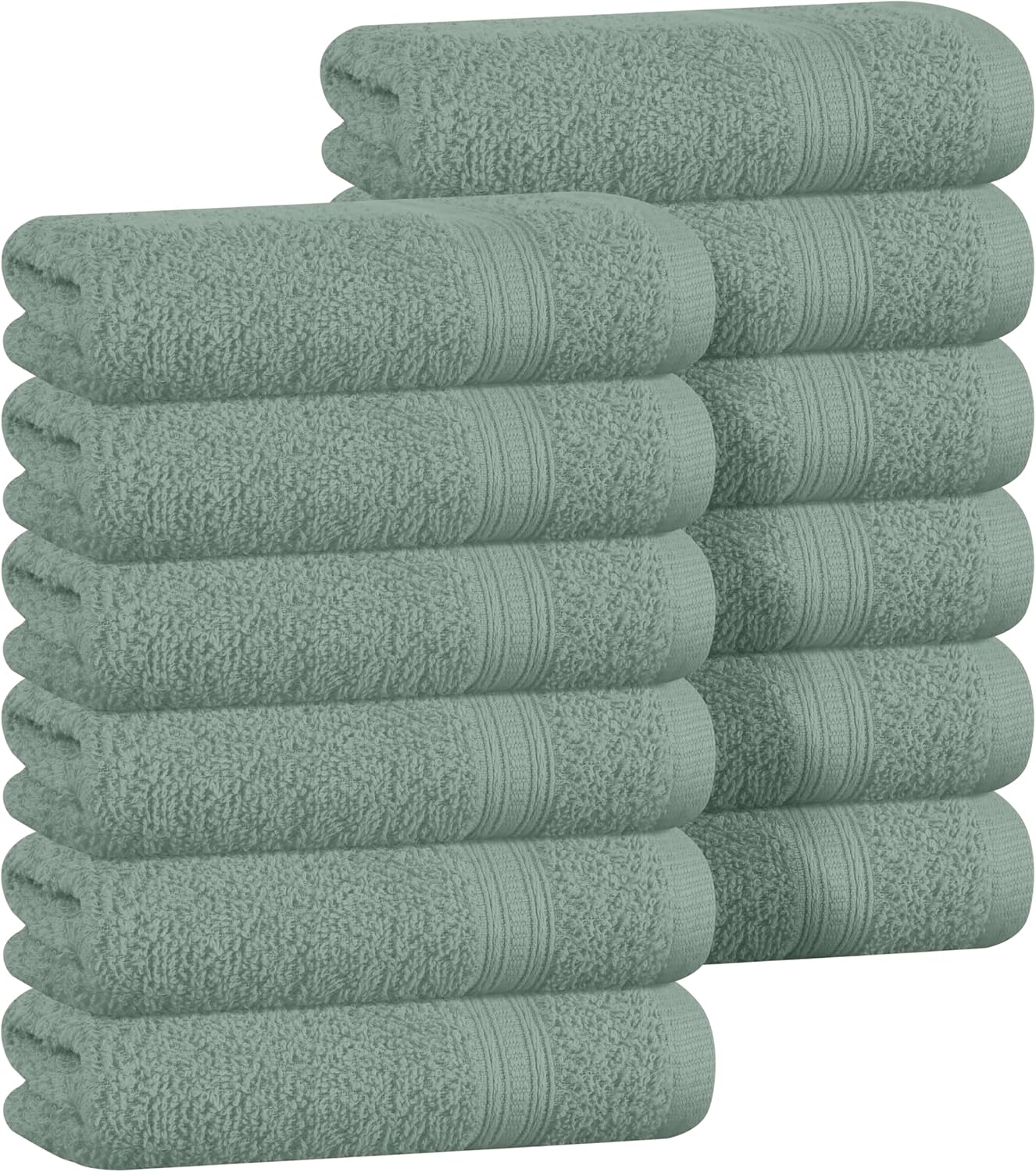BOUTIQUO Ultra Soft Cotton Washcloths 12 Pack Jade
