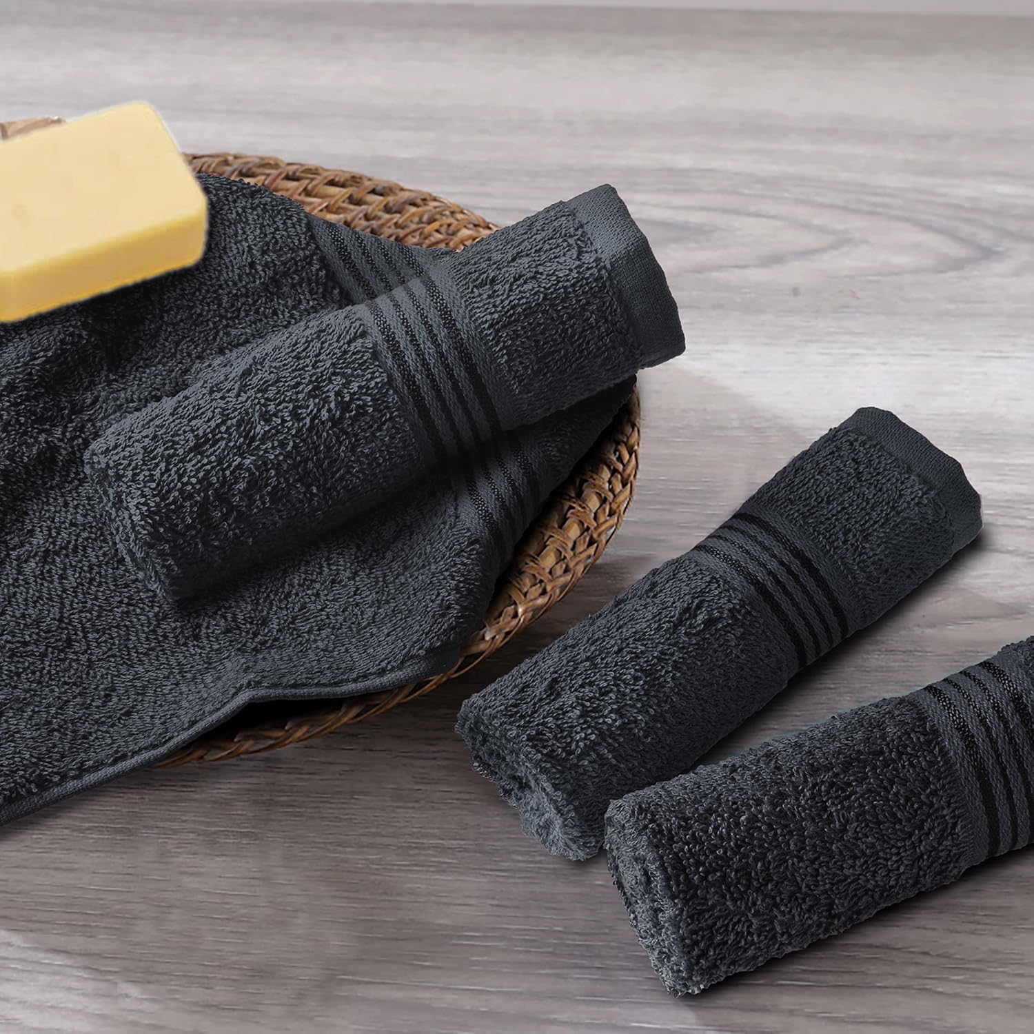 Belizzi Home Ultra Soft Cotton Washcloths 12 Pack 12x12 Inch Charcoal Grey