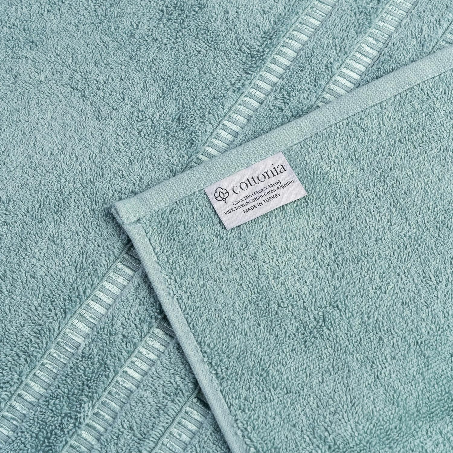 Luxury Cotton Washcloths 13x13 Soft Quick-Dry Turkish Cotton Towels Meadow Green