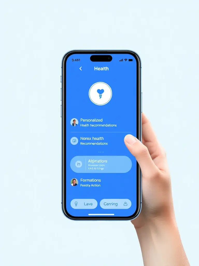 A visually appealing screenshot of a healthcare app interface, highlighting personalized health recommendations and user-friendly navigation, demonstrating HHydronova's capabilities in healthcare app development.