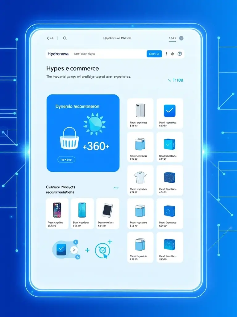 A sleek, modern interface of a self-adaptive e-commerce platform, showcasing dynamic product recommendations and personalized user experiences, reflecting HHydronova's expertise in digital ecosystem development.