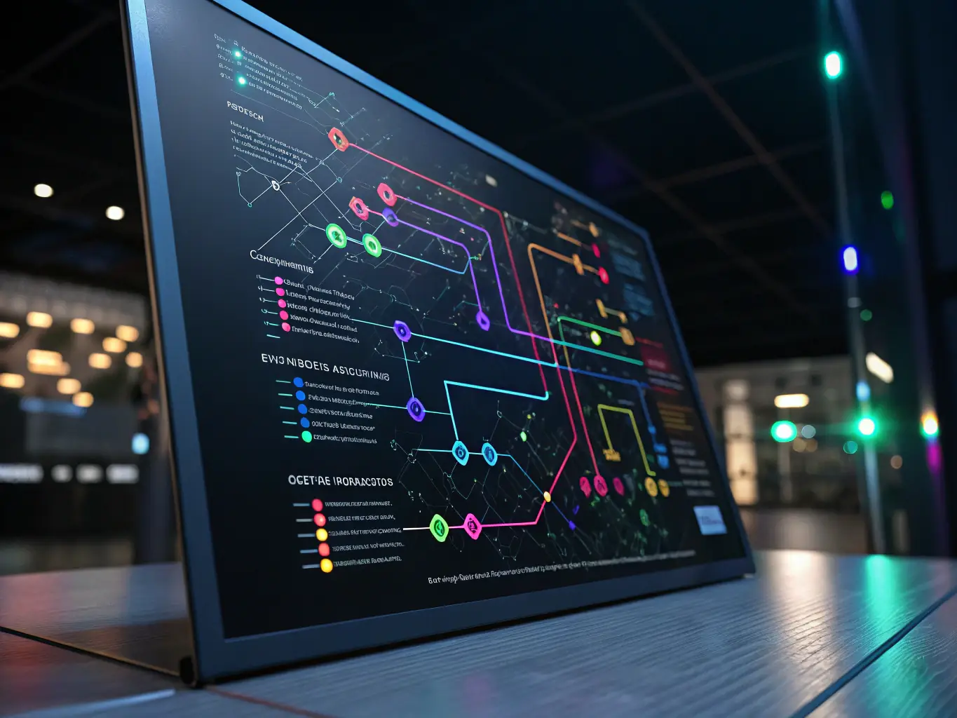 A futuristic image depicting data streams flowing through a complex digital architecture, illustrating the advanced technology and fluid algorithms used by HHydronova to optimize digital ecosystems.